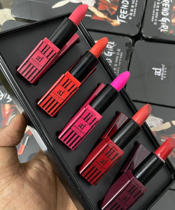 Trend Girl Pack of 5 matte lipstick Metal Box